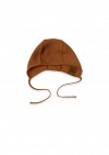 Hat for newborns brown muslin SS24202
