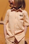 Shirt cotton with yellow check and embroidery SS24065