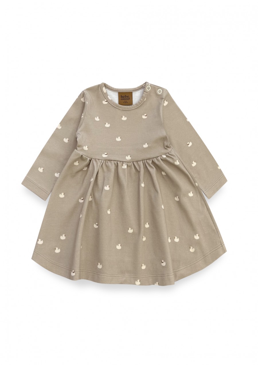 Dress with all-over small duck print and snap buttons 0313_F25061