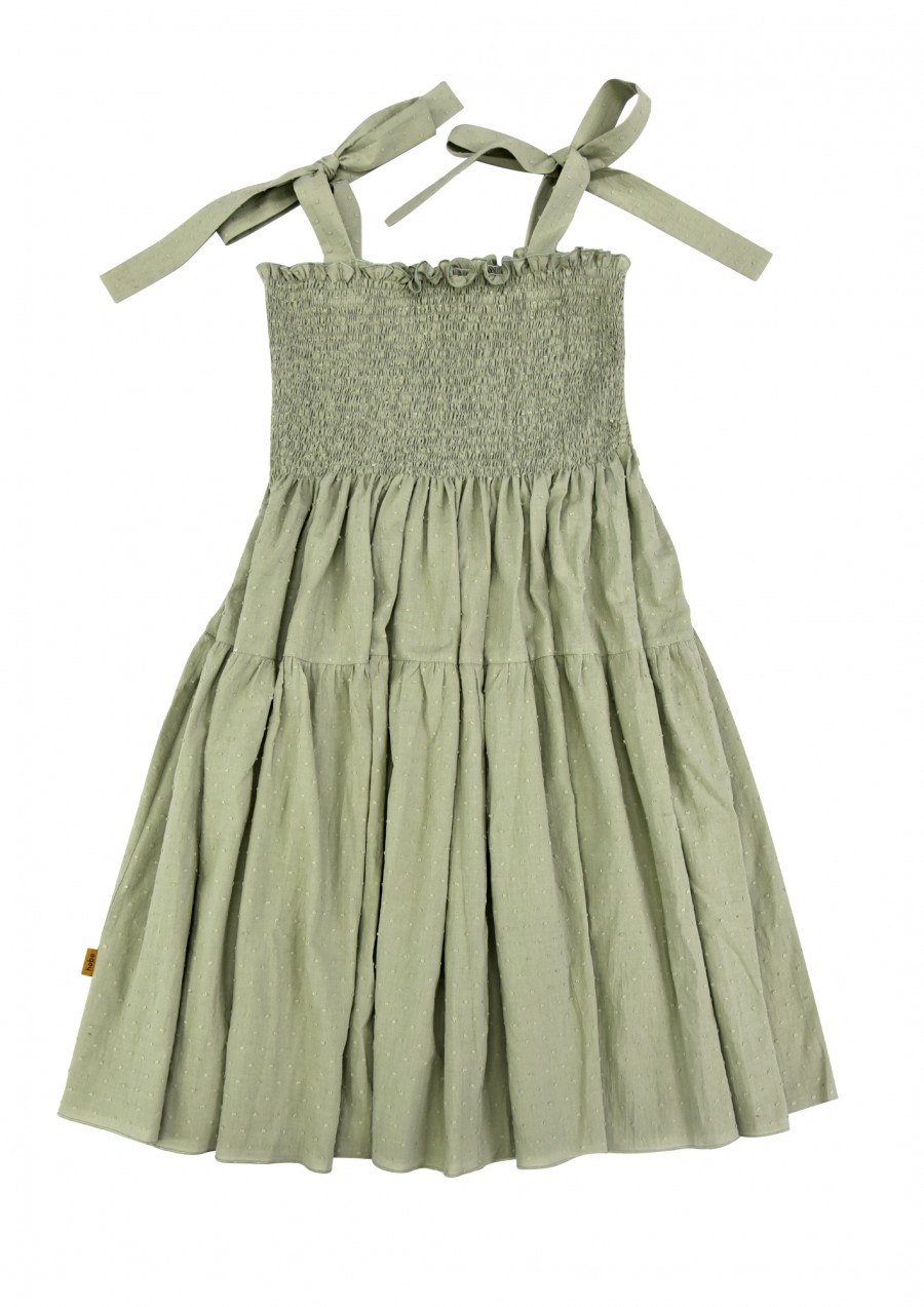 Dress dotted green with straps for female SS24541