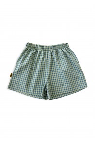 Shorts cotton with green check print