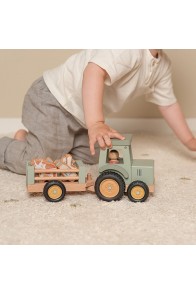 Wooden tractor with trailer