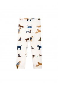 Leggings with high waist off-white with dog print