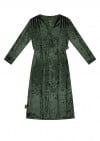 Wrap dress green festive velvet, women FW24195