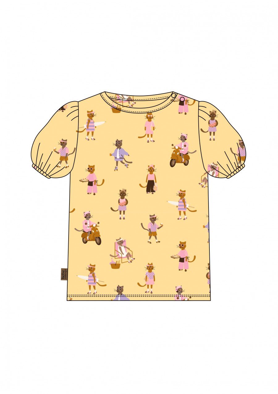 Top with yellow cat allover print 0041_S25011