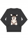 Warm sweater dark grey with dog for adult FW21436