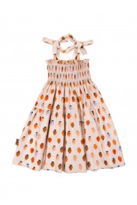 Dress cotton light pink with strawberry print