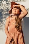 Dress brown tie-dye muslin with embroidery lemon SS23091