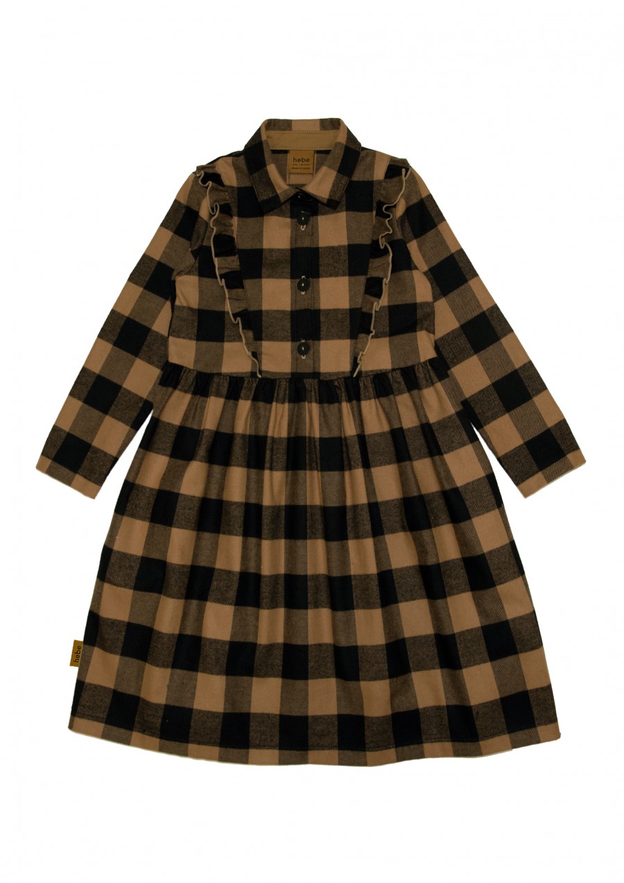 Dress with yellow checks and ruffle FW23233L