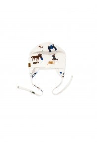 Hat with ears off-white  with dog print