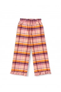 Pants flannel with ruffles and pockets pink/peach checkers
