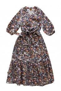 Maxi dress cotton with midsummer flower print for women