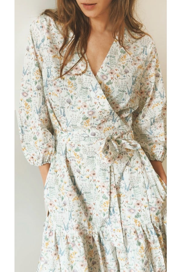 Wrap dress with flowers print 0027_S25412