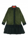 Dress green corduroy with ruffle FW23171L