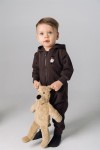 Warm romper brown with embroidery bear FW22087