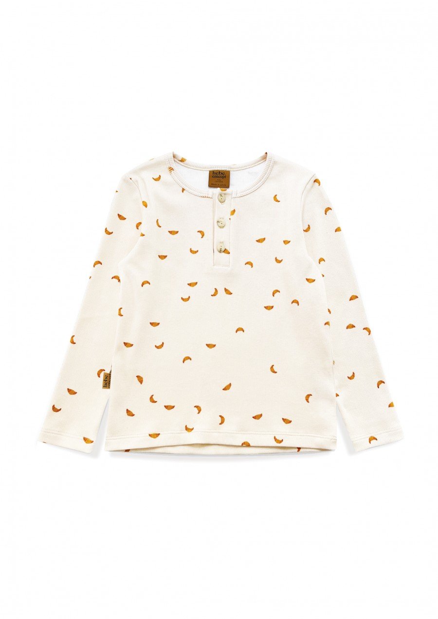 Rib top with all-over croissant print 0184_F25227