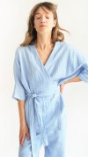 Wrap blouse blue linen 0361_S25378