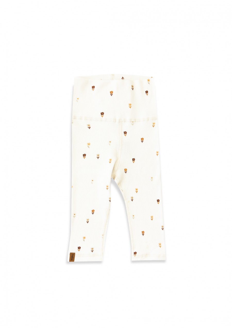 Rib leggings with all-over small flowers print 0156_F25144