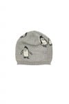 Grey hat with penguins merino wool CEP1010