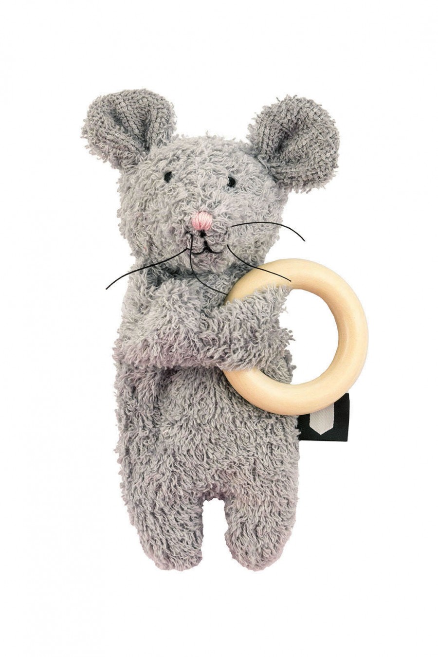 Mousy soft toy with wooden teether ROT0022