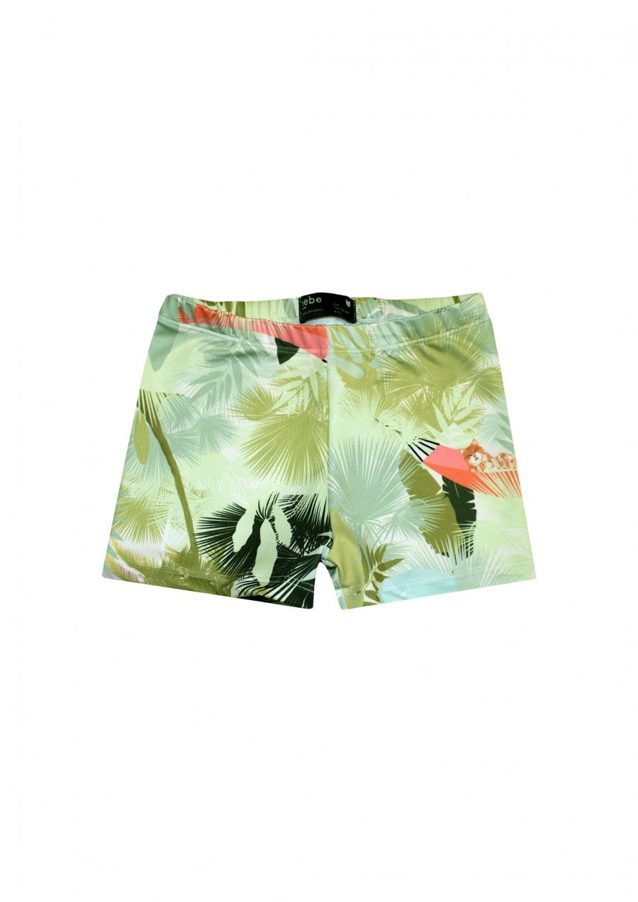 Swim trunks with green palm print SS21386