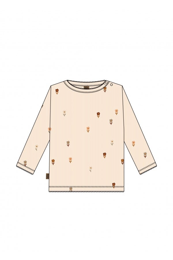 Rib top with all-over small flowers print and snap buttons on the neck