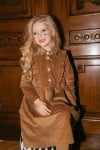 Dress brown corduroy with ruffle FW23238L