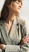 Jacket mint and brown checkers for female 0030_S25141