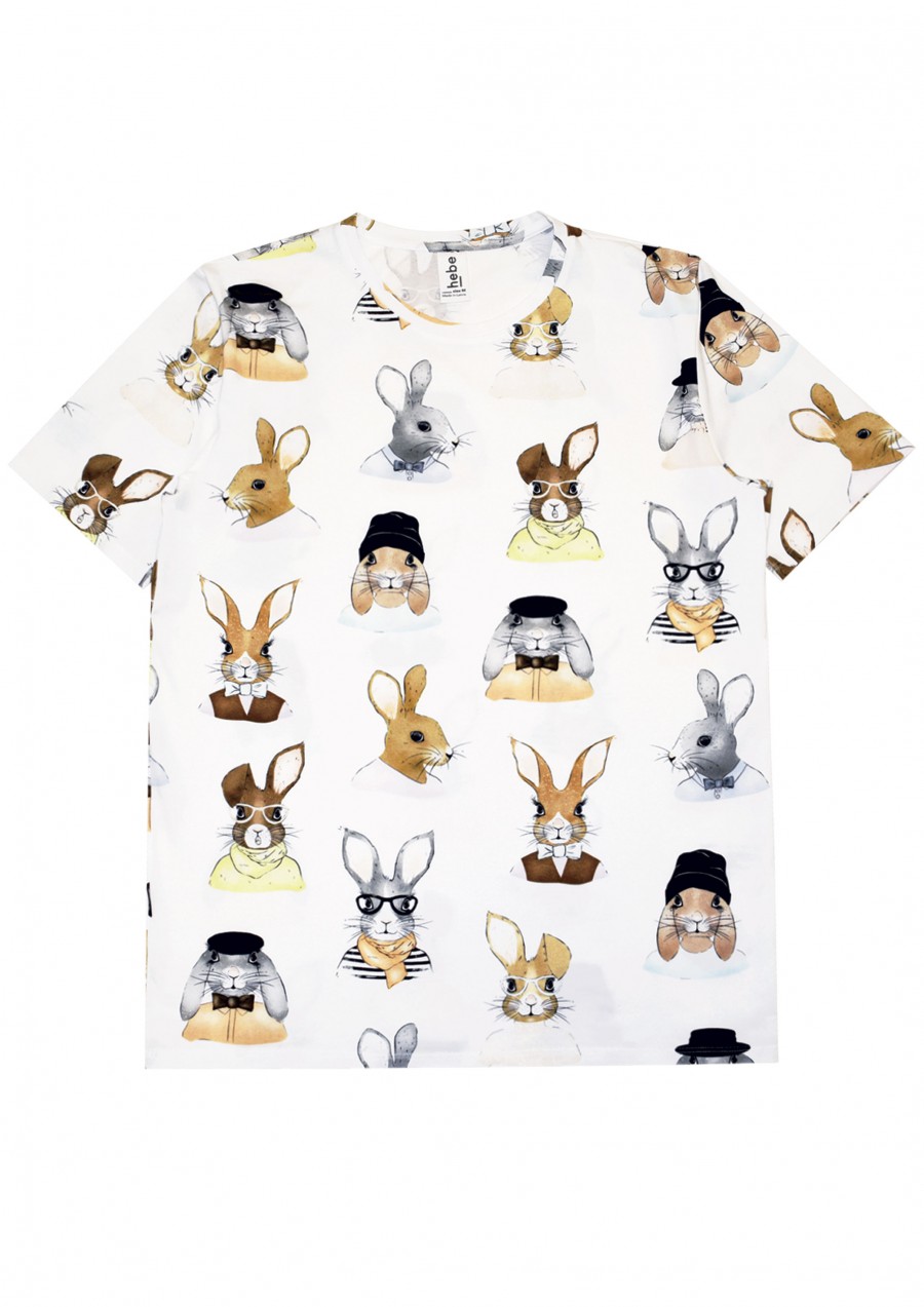 Top white with Easter bunny print for male E21019