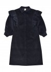 Shirt dress corduroy dark blue with ruffle for female FW21157