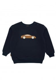 Baby sweater dark blue with a sport's car