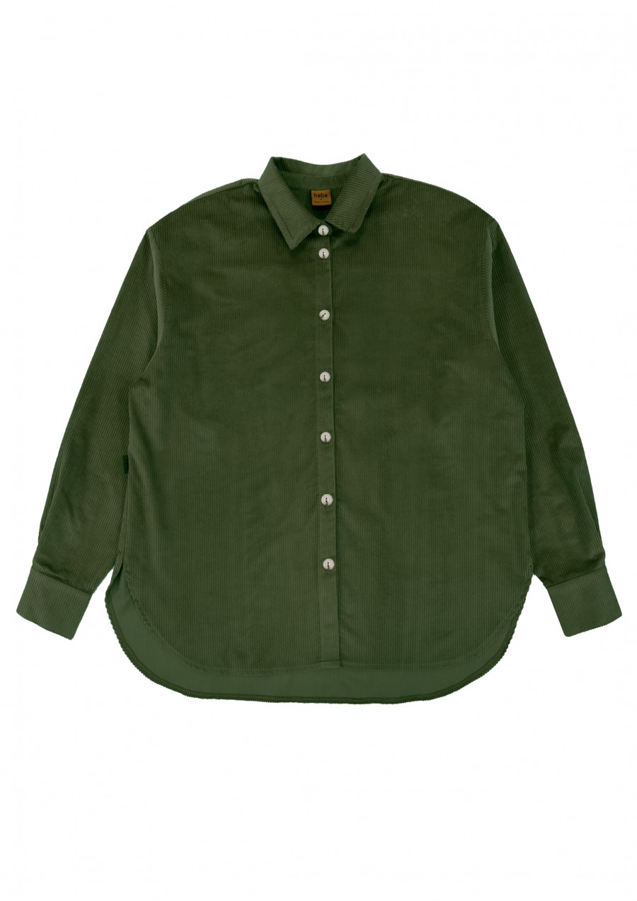 Shirt green corduroy  for female FW23349