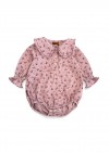 Romper pink floral print muslin with ruffles on the sleeves 0296_F25131