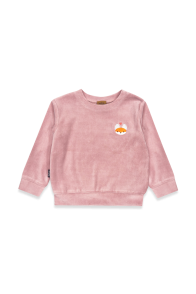 Pink velvet sweater with embroidered Tuta's fox