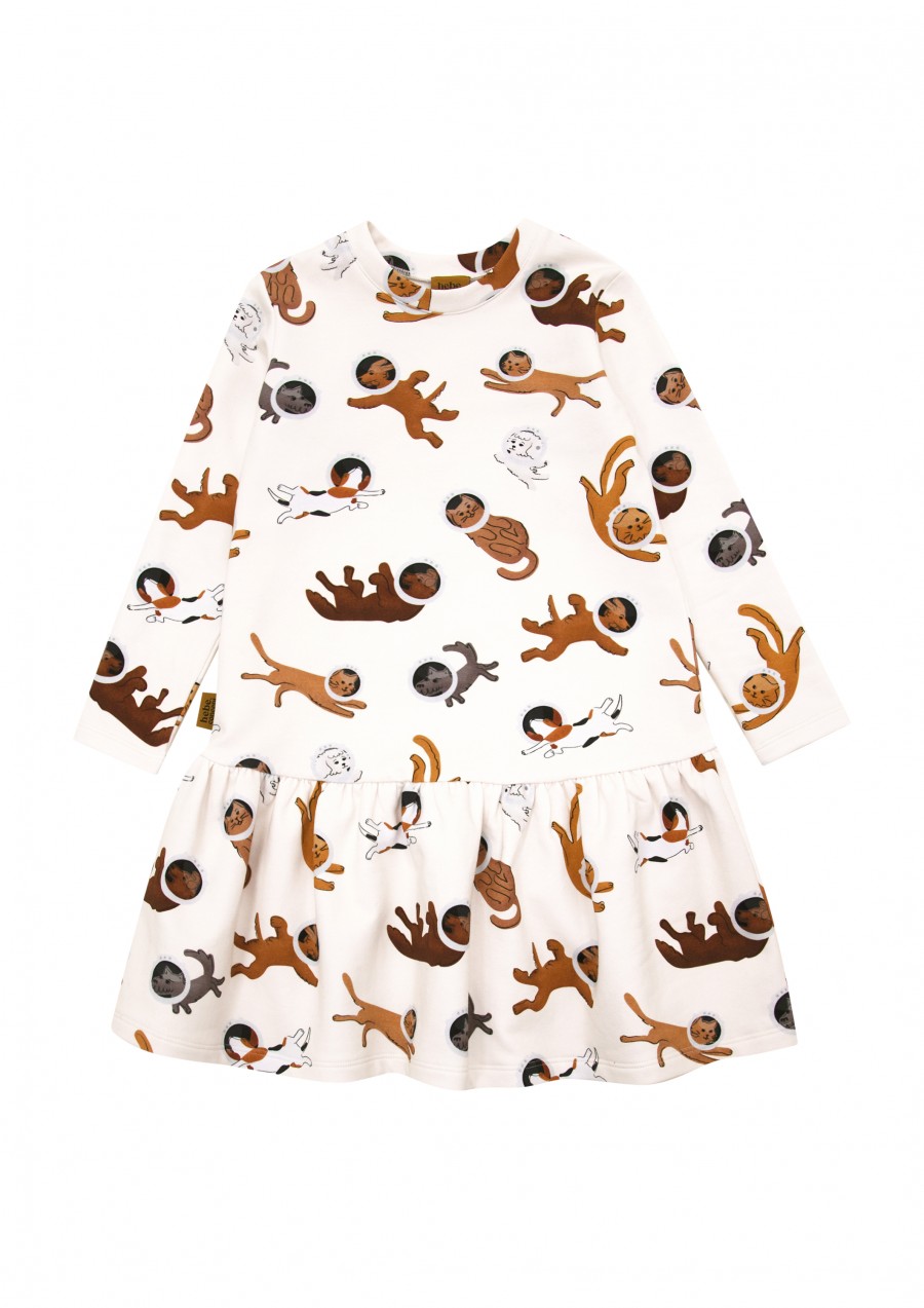 Dress with allover cat and dog print FW24034