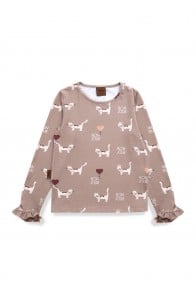 Top with all-over cat print