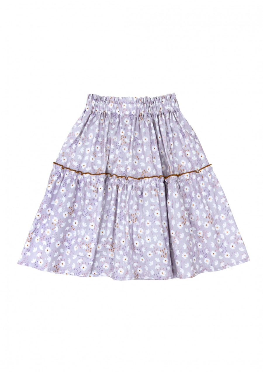 Skirt cotton violet with flowers print SS24200L
