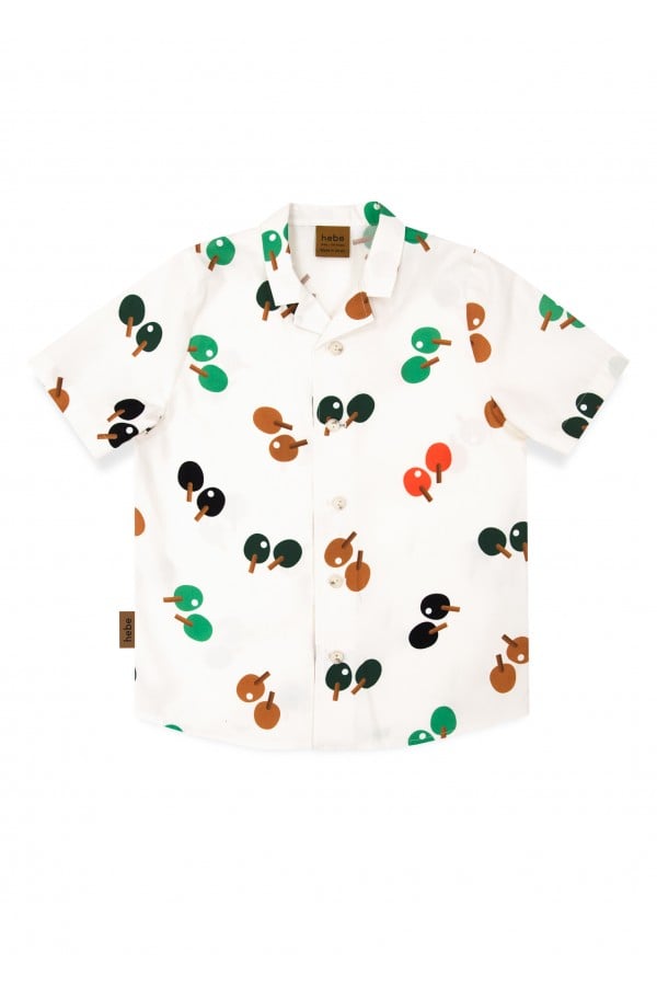 Shirt cotton off-white with ping pong print