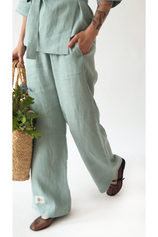 Pants green linen 0038_S25403