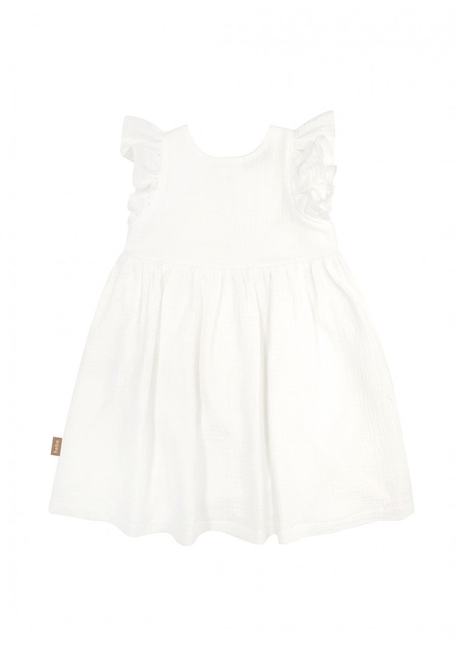 Dress white muslin with ruffle SS23343L