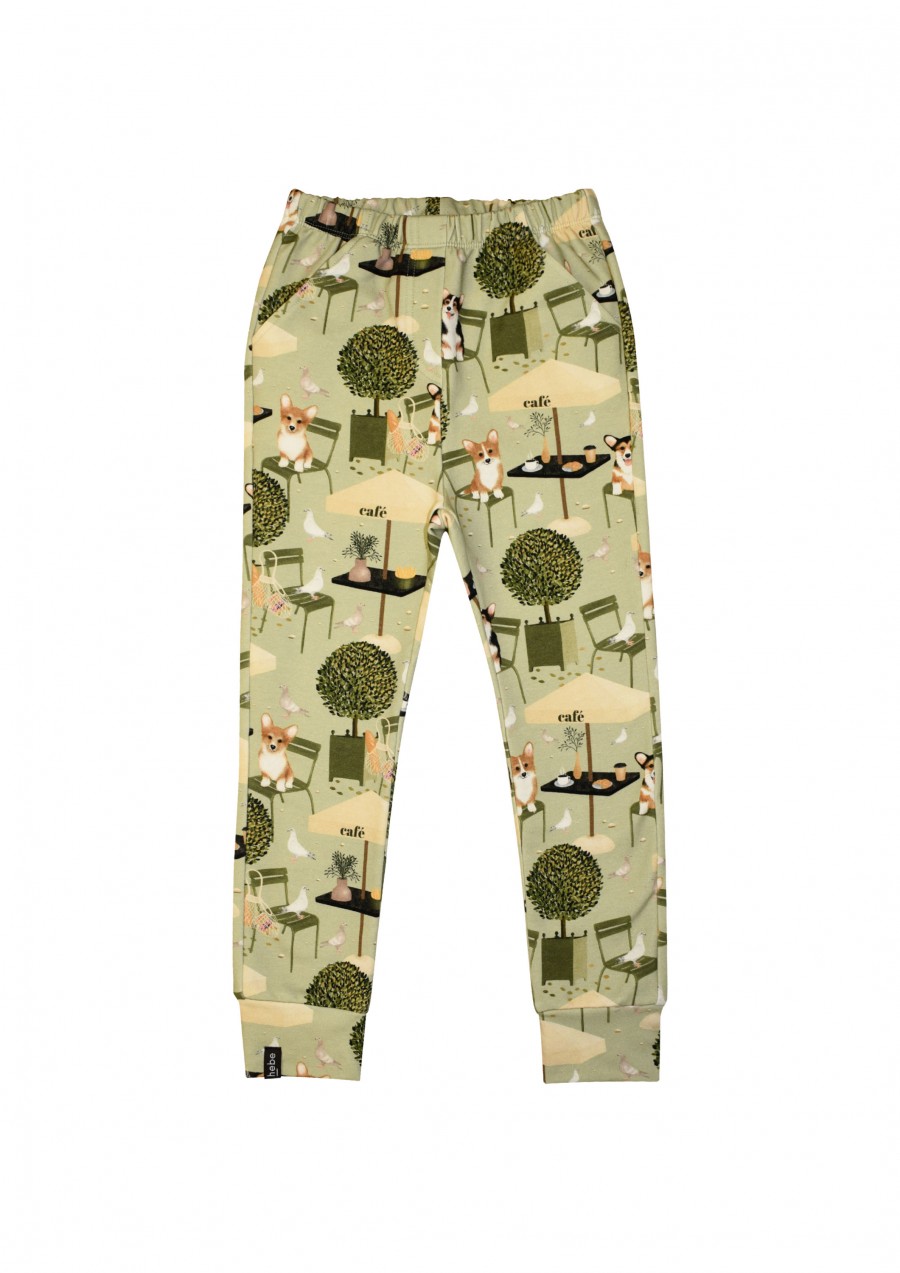 Warm pants with green park print FW21360L