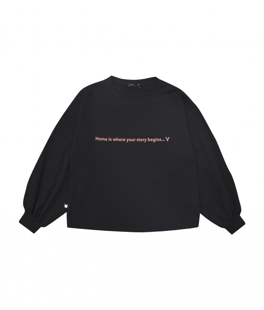 Sweater black for women with quote FW20095