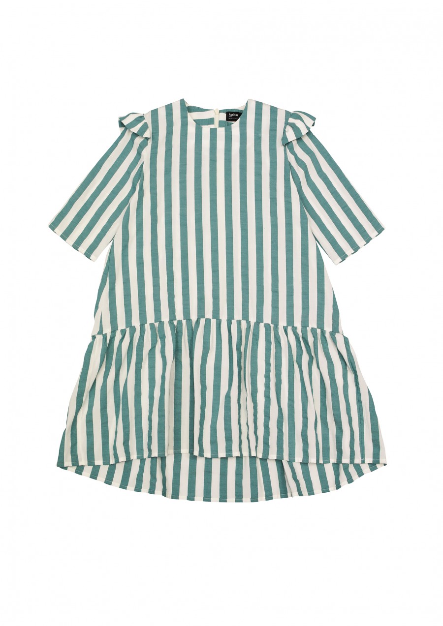 Dress with frill and green stripes SS20008L