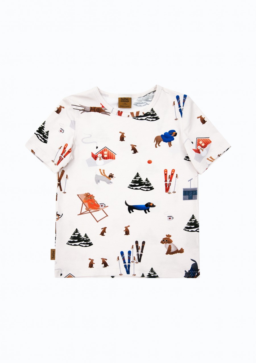 Top with short sleeves and Winter Days print WINTER2324L