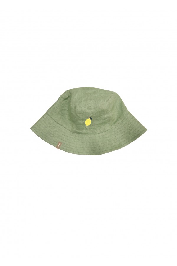 Sun hat light green linen with embroidery SS23209