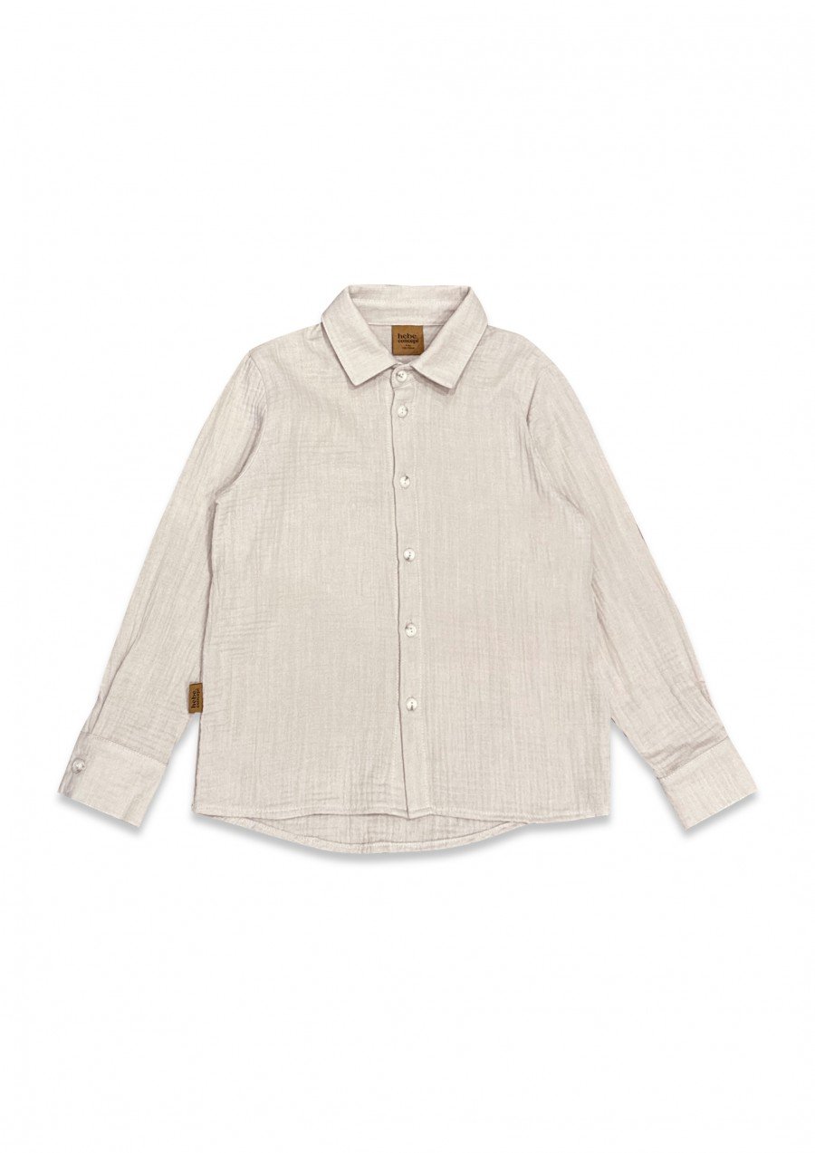 Shirt with long sleeve and buttons muslin crème 0025_F25047