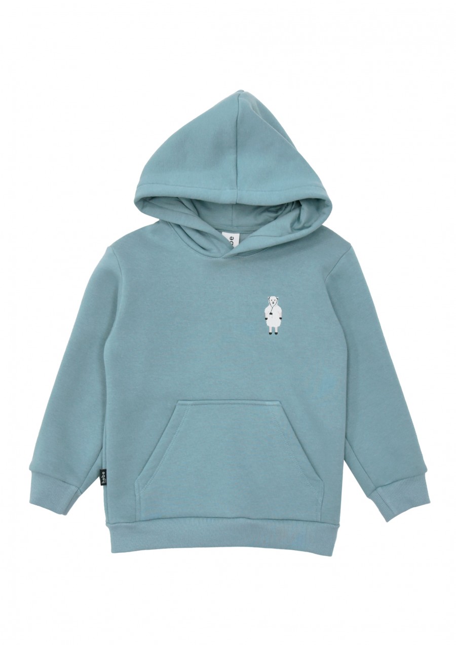 Warm hoodie blue with embroidery sheep FW22250