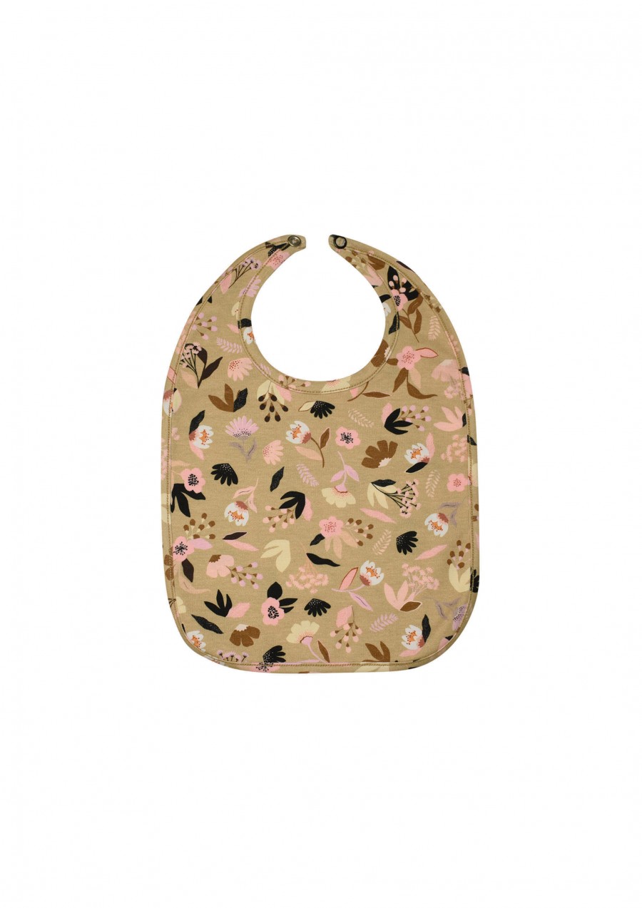 Baby bib with floral mustard print FW21393