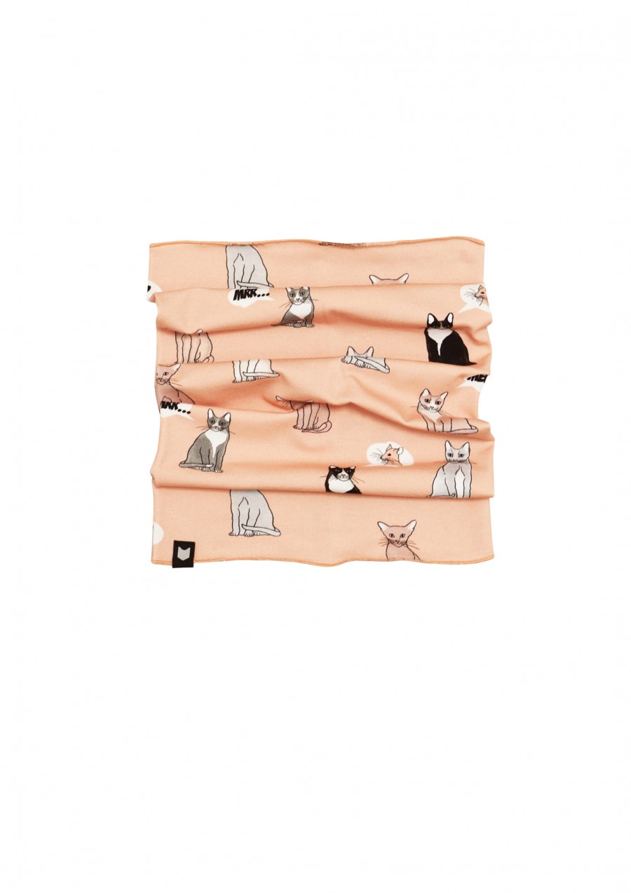 Scarf coral with cat print SS19062
