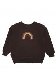 Kids sweater chocolate brown with a rainbow